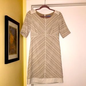 Antonio Melani White lace dress over Tan underlay
